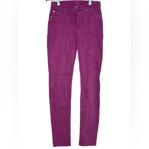 Hudson Jeans Nico Midrise Super Skinny Magenta Print 25